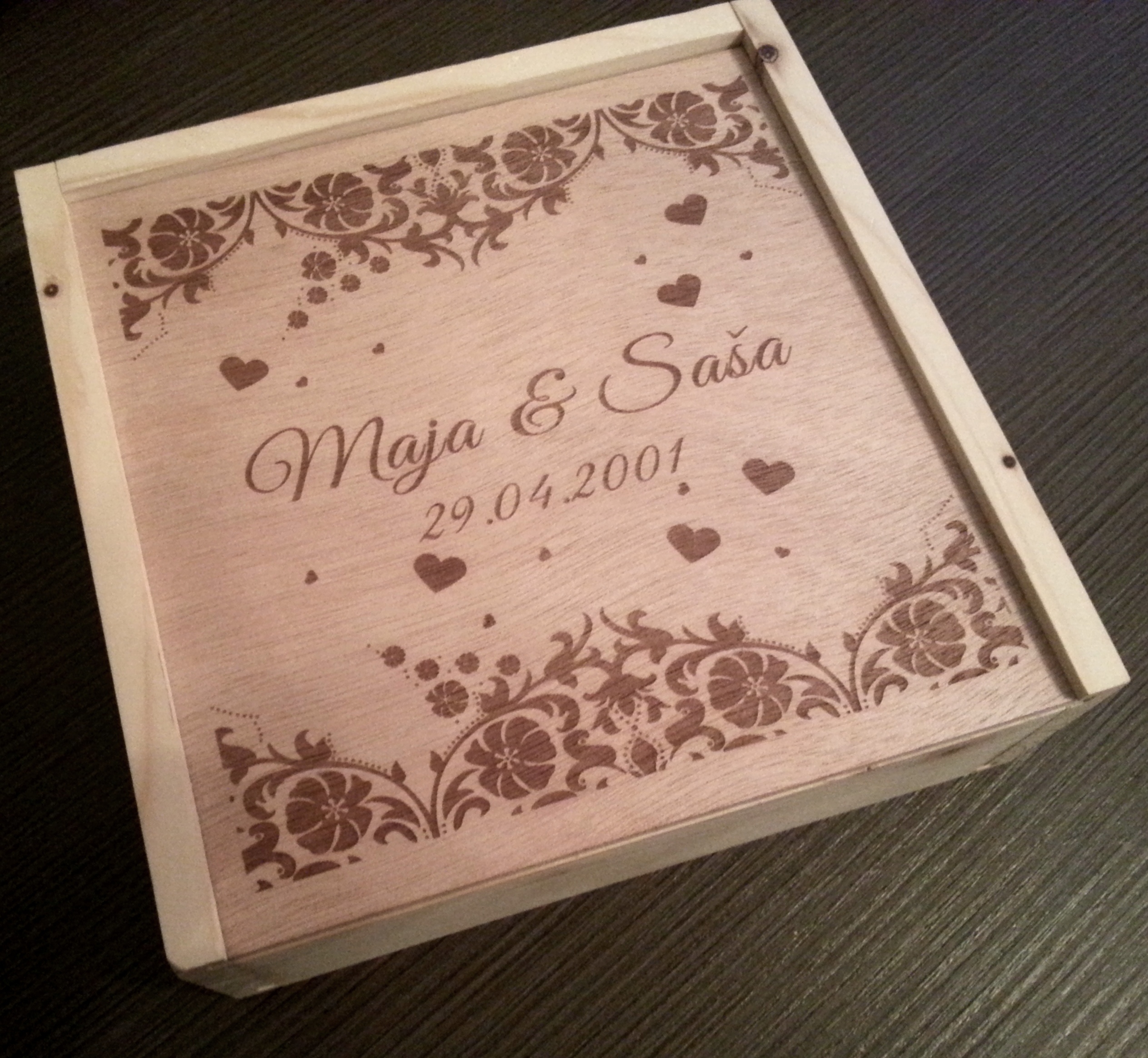 Laser engraving work