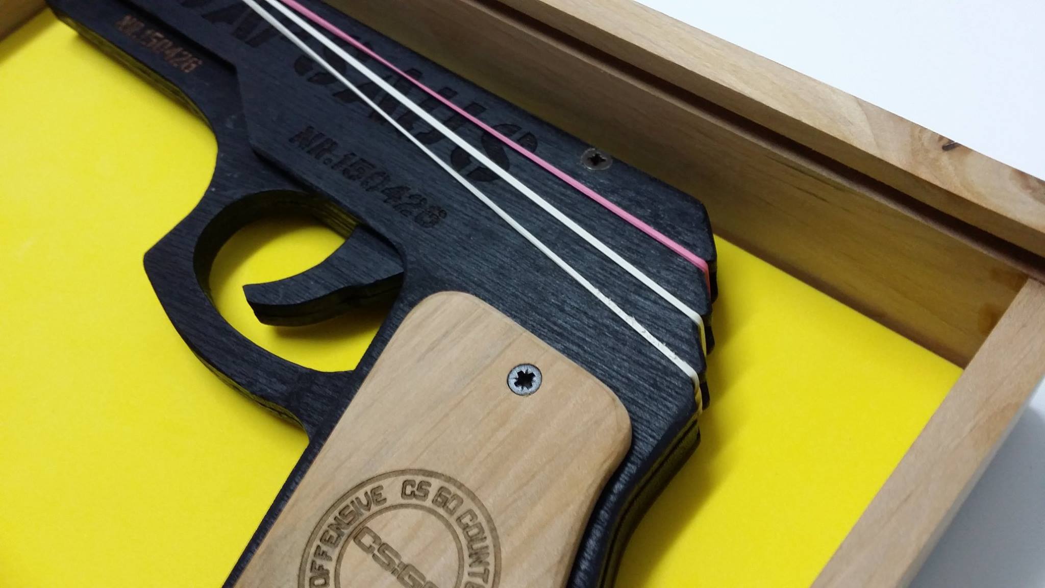 Rubber gun laser cut