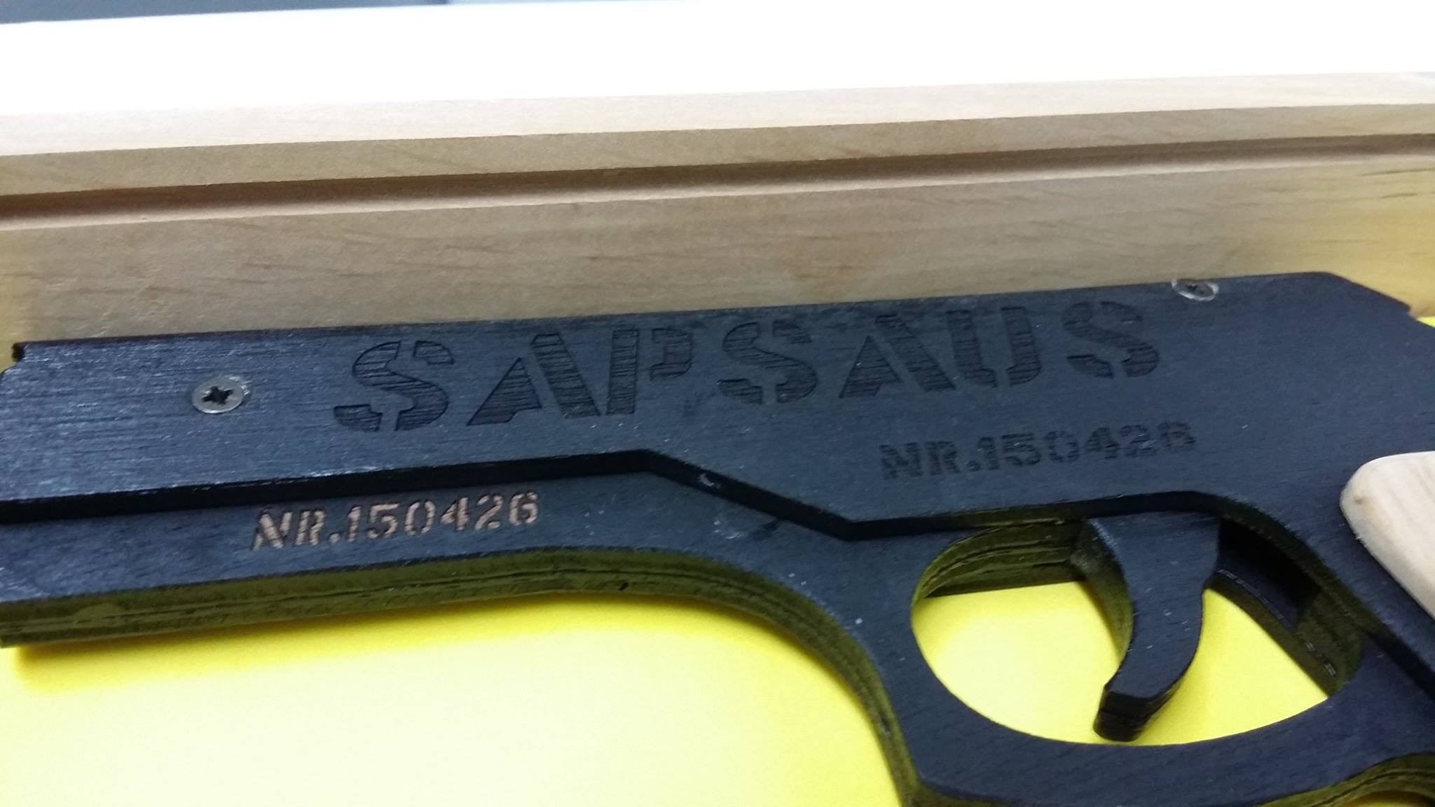 Rubber gun laser cut